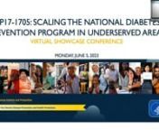 DP17-1705 Activities and Performance Measures: Years 1-5 nnPresenter:nJennifer Morgan, Health Scientist, Centers for Disease Control and Prevention, Division of Diabetes TranslationnnThe DP17-1705 Scaling the National Diabetes Prevention Program in Underserved AreasnVirtual Showcase Conference serves as the Centers for Disease Control and Prevention&#39;s interactive virtual experience culminating and showcasing the work accomplished over the past 5+ years under the DP17-1705 cooperative agreement.