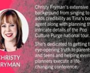 Christy Fryman’s extensive background ranges from acting and music to business and sales. Christy serves as the booking agent for Tina’s speaking events along with planning the intricate details of the Pop Culture Purge national tour. Christy once dreamed of working in entertainment, but when she saw the lies and deception intertwined with this industry, she surrendered her life to the Lord. Christy sees the importance of sharing this eye-opening truth with teens and their parents and is ded