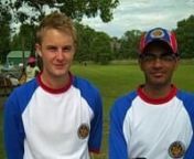 Henry Wardley, Man of the Match for his 73 off 99 balls at the top of the order, and Yash Shah, who finished with figures of 10-4-14-2 in a continuous spell of left-arm orthodox bowling, talk about their success in the first match of the ICC Americas U-19 Regional Qualifier Tournament against Bahamas in Toronto, Canada.
