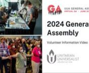 Video resource explaining volunteer opportunities at UUA General Assembly.nnPlease follow this link to learn more and submit a GA Volunteer Application:nhttps://www.uua.org/ga/registration/financialaid/volunteernnVideo Transcript:nHello and thank you for your interest in volunteering at General Assembly.This presentation is here to provide you with an introduction to the benefits of becoming a GA volunteer, potential roles for you, requirements, and expectations of our amazing volunteers. Than