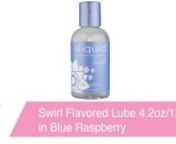 https://www.pinkcherry.com/products/swirl-lube-4-2oz-125ml-blue-raspberry (PinkCherry US) nhttps://www.pinkcherry.ca/products/swirl-lube-4-2oz-125ml-blue-raspberry (PinkCherry Canada)nnA splash of delicious flavor has been added to the clean, simple and amazingly natural Sliquid line of lubricants, creating Sliquid Swirl, a collection of taste-bud tempting water based intimate lubes. Offering a healthier choice for mindful women (and men), these lubes are free of DEA, gluten, glycerine, glycerol