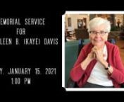 Kathleen B. (Kaye) Davis passed away Tuesday, December 29, 2020 at Hospice of North Idaho with her family at her side. She was 99 years old. Kaye was born the only child to Roy L. and Vera Bobb on August 25, 1921 in Coeur d’Alene, Idaho. She attended grade school at Central Elementary and graduated from Coeur d’Alene High School in 1938. She went on to North Idaho Junior College for two years, and three years at the University of Idaho in Moscow. After college she worked for Dr. Rice, a loca