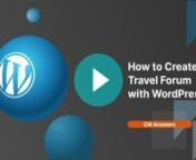 CM Answers Plugin &#124; This video demonstrates how you can easily build your own travel forum with WordPress.nnIn this WordPress tutorial, we show you how you can share your passion for travelling with likeminded jet-setters using the CM Answers plugin for WordPress. Set-up a forum, let users ask questions, leave answers, and start conversations about their favourite travel destination. Our tutorial shows you everything you need to know. nnThis video uses the CM Answers plugin, the best WordPress p