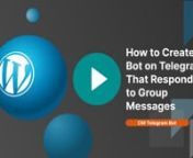 This video guide demonstrates you how to create and configure a Bot for Telegram channels that automatically responds to group messages using premium plugin CM Telegram Bot for WordPress.nnThis WordPress Telegram Plugin can send autoresponds to specific terms, send automatic group messages, alerts, emails and SMS based on Telegram conversations and much more. Create unlimited autoresponders and enable live support on Telegram chat for automating business workflows using Telegram messaging app.nn