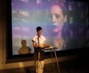 Performance lecture as a part of Gulp by Boris R., Jul 9th, 2015, 2601-2603 Studios, Los Angeles.nnTranscript:nA TRIBUTE TO JESSICA CHASTAINn nWe are gathered here today to honor and acknowledge Jessica Chastain, fellow artist, sister, and friend. To pay tribute is to pay a compliment, to bestow an accolade, to announce our mutual esteem. It is in the spirit of tribute that this talk was written, and will be performed today.nnWe are gathered here today to collect on a debt. To pay tribute is to