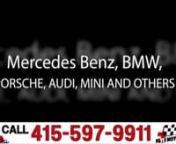 CALL US TODAY: 415-597-9911. Nissi Motors specializes in maintenance services, diagnosis, repairs, and tunings for all makes of European cars. Nissi Motors is a true dealer alternative independent service center for your Mercedes Benz, BMW, Mini, Porsche and other European cars as well as Japanese imports and domestics. http://www.localvideo.tv/california-ca/bay-area/mercedes-benz-repair-service-porsche-maintenance-mechanic/nNissi Motors also offers a wide variety of services f
