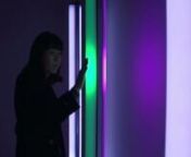 Full Color LED on custom-designed controller board with Integrated IR Sensor, Acrylic, Stainless Frame. 15(W)x235(H)x38(D)cm /nnHYBE&#39;s Light Tree: Interactive Dan Flavin re-illuminates the minimalist fluorescent light tubes of Dan Flavin(1933-1996) from the 1960s, through digital technology. Experimenting with light and its effect, Flavin explored artistic meaning in relationships between light, situation, and environment. The readymade fluorescent light fixtures he used created space divided an
