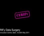 Mahendra Mahey, project manager of the CERIFy project, describes his experience of the Data Surgery and explains what he hopes they will achieve with the CERIFy project.nnFilmed at the Innovation Centre, Bath, on Friday 20th May 2011.nnInterview by Stephanie TaylornProduction by Kirsty PitkinnMusic by Kevin MacLeodnnProject Website: http://cerify.ukoln.ac.uk