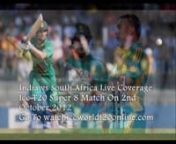Live Coverage : http://www.watchiccworldt20online.com Watch T20 Match India vs South Africa Tue 2nd Oct OnlineIcc WorldcT20 2012 23th Match India vs South Africa Group 2 Timing : 14:00 GMT (7:30: SLST) On Tuesday October 2nd 2012 Venue : R. Premadasa Stadium, Colombo So do not miss this exciting match hope you’ll get more fun and enjoyments by watching this exciting match between Two Bigs TeamsIndia vs South Africa Live Streaming Click Here : http://www.watchiccworldt20online.com/