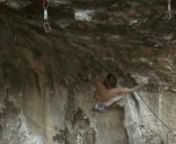 Daniel taking down MYD 8c+ of the Alibaba cave in Rodellar Spain!