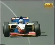 MasterCard Lola Formula 1 Racing Team driver Vincenzo Sospiri in lap after the checkered flag ended the 1st free practice session of the 1997 F1 Australia GP