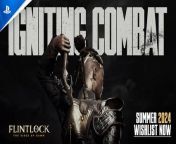 Flintlock: The Siege of Dawn - Igniting Combat Trailer &#124; PS5 Games&#60;br/&#62;&#60;br/&#62;Take a closer look at the combat system in Flintlock: The Siege of Dawn, and hear from our animation director at A44, Matthew Wood. Learn about his favorite aspects of the combat design, and discover some of the traversal movement options in our upcoming souls-lite RPG.&#60;br/&#62;