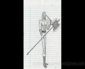 A video of a pencil sketch, of a barbarian. Drawn by Scott Snider. Uploaded 03-18-2024.