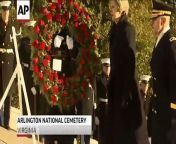 UK Prime Minister Theresa May laid at wreath at Arlington National Cemetary. She was later scheduled to meet with US President Donald Trump.
