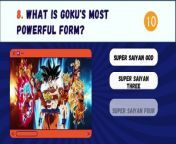 Embark on an electrifying journey through the Dragon Ball Z universe with our Ultimate DBZ Trivia Spectacle! ✨ Test your Saiyan knowledge, relive iconic battles, and unravel the secrets of Goku&#39;s incredible transformations. Get ready for an adrenaline-fueled quest as we explore the most legendary moments from the DBZ saga! Join the Dragon Ball Z Trivia Fiesta and elevate your power level! ⚡️ #DBZTrivia #animemania #GokuSuperfan&#60;br/&#62;&#60;br/&#62;Episodes:&#60;br/&#62;0:00 Introduction to the Game &#60;br/&#62;0:13 When was Goku born?&#60;br/&#62;0:29 What was Goku&#39;s power level when Raditz first read it?&#60;br/&#62;0:45 What is Raditz&#39;s relation to Goku?&#60;br/&#62;1:01 Who is the strongest?&#60;br/&#62;1:17 Who was Goku fighting when he first turned Super Saiyan?&#60;br/&#62;1:33 How many Dragon Balls are there?&#60;br/&#62;1:49 What star ball does Goku have?&#60;br/&#62;2:04 What is Goku&#39;s most powerful form?&#60;br/&#62;2:20 Who is the enemy in &#92;
