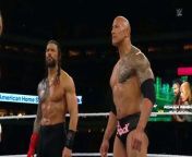 Roman Reigns & The Rock Vs Cody Rhodes & Seth Rollins - WWE WrestleMania April 6, 2024 Highlights from rock and learn