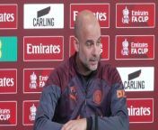 Ahead of their FA Cup semi-final clash with Chelsea, Manchester City boss Pep Guardiola said he was happy for Cole Palmer&#39;s success at Chelsea after his move from City in the summer&#60;br/&#62;Manchester, UK