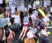 Around 300 people protested in Taipei City on Saturday against a government plan to extend the use of a nuclear power station in southern Taiwan.