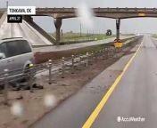 AccuWeather&#39;s Tony Laubach was driving on Interstate 35 in Tonkawa, Oklahoma, where severe storms caused a muddy mess on the highway on April 27. Road crews were busy clearing mud and debris.