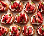 The acidity of balsamic vinegar perfectly complements sweet strawberries in this strawberry balsamic bruschetta recipe.