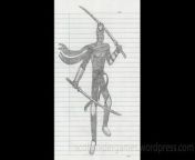 A pencil sketch, of a ninja. Drawn by Scott Snider. Uploaded 03-31-2024.