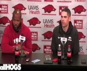 Arkansas Razorbacks new assistant coaches Kolby Smith and Ronnie Fouch on hiring process, importance of Bobby Petrino in careers and development of players since coming to Hogs.