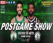 The Celtics welcome Kyrie Irving and the Brooklyn Nets to town. Join The Garden Report Postgame Show with A. Sherrod Blakely, Bobby Manning, Josue Pavon, Jimmy Toscano and host John Zannis as we break it all down.&#60;br/&#62;&#60;br/&#62;We&#39;re on DISCORD! You should join too to stay in touch with the guys, get alerted on special announcements, participate in giveaways and tons of other cool stuff! → https://discord.gg/xTdFj6xFHs&#60;br/&#62;&#60;br/&#62;Please fill out and submit this form to receive if you qualify for a free PHENOMENAL t-shirt: https://form.jotform.com/223465547726060 &#60;br/&#62;&#60;br/&#62;You can also listen and Subscribe to the Garden Report Postgame Show on iTunes, Spotify &amp; Stitcher as we go LIVE after every Celtics game. Watch the show LIVE after every game by subscribing to our YouTube Channel!&#60;br/&#62;&#60;br/&#62;Visit https://athleticgreens.com/GARDEN for a FREE 1 year supply of of immune-supporting Vitamin D &amp; 5 FREE travel packs with your first purchase!&#60;br/&#62;&#60;br/&#62;The CLNS Media Network is Powered by BetOnline.ag, Use Promo Code: CLNS50 for a 50% Welcome Bonus On Your First Deposit!&#60;br/&#62;&#60;br/&#62;Go to https://HelloFresh.com/GARDEN21 and use code GARDEN21 for 21 free meals plus free shipping!&#60;br/&#62;&#60;br/&#62;Get rid of useless subscriptions with Rocket Money now. Go to https://rocketmoney.com/garden. Seriously, it could save you HUNDREDS per year. Cancel your unnecessary subscriptions right now!