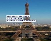 Winners at this year’s #Olympics will be taking home a piece of the Eiffel Tower! &#60;br/&#62;Hexagon-shaped pieces of iron sculpted from scrap metal from offcuts of the tower that dominates #Paris have been placed like gemstones inside 5,000 gold, silver and bronze medals that will be awarded this summer. &#60;br/&#62;#2024olympics #Paris2024