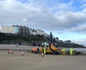 Emergency exploratory works are being carried out by Natural Resources Wales (NRW) on a breach to a main river culvert at Tenby’s South Beach.&#60;br/&#62;The investigation and subsequent repair work will prevent flowing water from the Afon Ritec surfacing on South Beach. &#60;br/&#62;Without intervention, the breach has the capacity to cause ecological damage and a pose a risk to the public.&#60;br/&#62;Contractors started the first exploratory stage of the work on Thursday, March 14, to establish the extent of the issue.&#60;br/&#62;NRW became aware of the issue on Monday, February 26 when a member of the public reported water flowing across the beach.&#60;br/&#62;Jared Gethin, Project Executive, for NRW, said: “People can expect to see heavy machinery on South Beach in Tenby over the next few days as our team of contractors carry out exploratory works to identify the root cause of the surfacing flows, flagged by the public.&#60;br/&#62;“The NRW-managed culvert conveying the Afon Ritec is thought to have ruptured at a point before its usual sea outfall. During high river levels, surfacing water on South Beach is evident and currently scouring a channel along the beach.&#60;br/&#62;“Without emergency intervention the rupture presents risks to the ecology of the area, which is a designated Site of Special Scientific Interest, to the health and safety of beach-goers and potentially lead to an increased risk of flooding.&#60;br/&#62;“Once we uncover the extent of the culvert breach, we will then be able to work out the best solution and proceed with repair work immediately.”&#60;br/&#62;There will be some diversions and closures in place in South Beach car park and on the beach itself. &#60;br/&#62;NRW urges people to adhere to those for everyone’s safety.