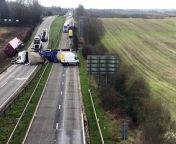 The video shows the extent of the crash on the A1 at Colsterworth. Video: RSM Photography