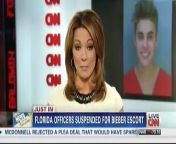 An official says three Florida police officers have been suspended for giving Justin Bieber an unauthorized escort from the airport.