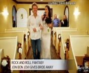 Jon Bon Jovi has become the latest celeb to give a bride and groom a starry send-off at the altar.