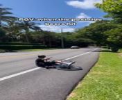 This guy accidentally fell on the road while bicycling with his brother. When he hit the peddle to exit the grassy pavement and ascend to the road, he suddenly lost his balance and fell sideways.&#60;br/&#62;&#60;br/&#62;“The underlying music rights are not available for license. For use of the video with the track(s) contained therein, please contact the music publisher(s) or relevant rightsholder(s).”