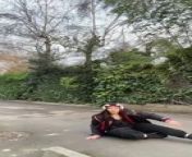 This girl was trying to document herself dancing on the street. She abruptly tripped and fell on her back as she attempted to dance.&#60;br/&#62;&#60;br/&#62;*The underlying music rights are not available for license. For use of the video with the track(s) contained therein, please contact the music publisher(s) or relevant rightsholder(s).”