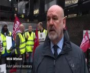 Large parts of the country have no train services because of a fresh strike by drivers in a long-running pay dispute. Aslef General Secretary, Mick Whelan said that there is “never a good time for a strike,” but insisted that it is right that they are “strategic and tactical” with their industrial action to create an “impact”. Report by Covellm. Like us on Facebook at http://www.facebook.com/itn and follow us on Twitter at http://twitter.com/itn