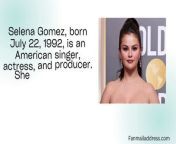 Selena Gomez Fan Mail Address&#60;br/&#62;Link: https://fanmailaddress.com/selena-gomez-fan-mail-address/&#60;br/&#62;&#60;br/&#62;The American singer, actor, and producer Selena Gomez was born on July 22, 1992, in Grand Prairie, Texas. Gomez first came to prominence as an actor on the Disney Channel sitcom “Wizards of Waverly Place.” Still, she has expanded her talents to become a significant player in the film and music industries.&#60;br/&#62;&#60;br/&#62;Gomez got her start in the acting industry in the early 2000s, appearing in guest appearances on many episodes until earning the role of Alex Russo on “Wizards of Waverly Place” (2007-2012). She shot to fame thanks to the show’s popularity, and her turn was well-praised.