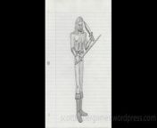 A video of a pencil sketch, of a barbarian. Drawn by Scott Snider. Uploaded 04-22-2024.