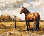Prompt Midjourney : Gian Lorenzo Bernini oil painting inspired horse farm sunshine day in country print, high definition, Only Brown colors, Earth tone color, high texture, Canvas detail, 8k, --ar 14:11 --stylize 250