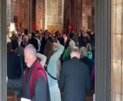 Applause as Catherine and Lewis leave Crediton Parish Church, video by Alan Quick
