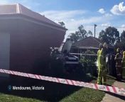 A prestige Lamborghini has crashed into a home in Wendouree, Victoria on Friday, May 3, causing massive damage. Footage by Alison Foletta.