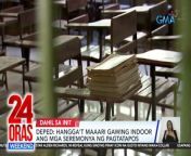 Dahil sa matinding init, inabisuhan ng DepEd ang mga paaralan na kung maaari&#39;y gawing indoor ang mga moving-up at graduation ceremony.&#60;br/&#62;&#60;br/&#62;&#60;br/&#62;24 Oras Weekend is GMA Network’s flagship newscast, anchored by Ivan Mayrina and Pia Arcangel. It airs on GMA-7, Saturdays and Sundays at 5:30 PM (PHL Time). For more videos from 24 Oras Weekend, visit http://www.gmanews.tv/24orasweekend.&#60;br/&#62;&#60;br/&#62;#GMAIntegratedNews #KapusoStream&#60;br/&#62;&#60;br/&#62;Breaking news and stories from the Philippines and abroad:&#60;br/&#62;GMA Integrated News Portal: http://www.gmanews.tv&#60;br/&#62;Facebook: http://www.facebook.com/gmanews&#60;br/&#62;TikTok: https://www.tiktok.com/@gmanews&#60;br/&#62;Twitter: http://www.twitter.com/gmanews&#60;br/&#62;Instagram: http://www.instagram.com/gmanews&#60;br/&#62;&#60;br/&#62;GMA Network Kapuso programs on GMA Pinoy TV: https://gmapinoytv.com/subscribe