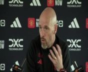 Manchester United boss Erik Ten Hag on his future at the club amidst rumours part-owners INEOS plan to sack him and comparisons to Louis Van Gaal&#39;s sacking at United&#60;br/&#62;Carrington, Manchester, UK