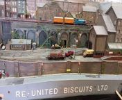 Roger Barker and Mike Baish operate the Re-united Biscuits layout at Stamford Model Railway Show 2024